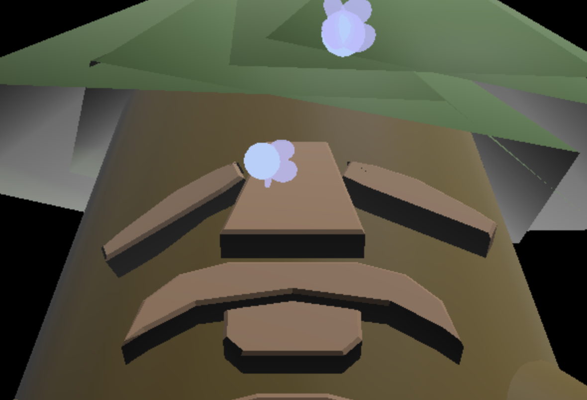 A low poly rendering of a tree with a face
